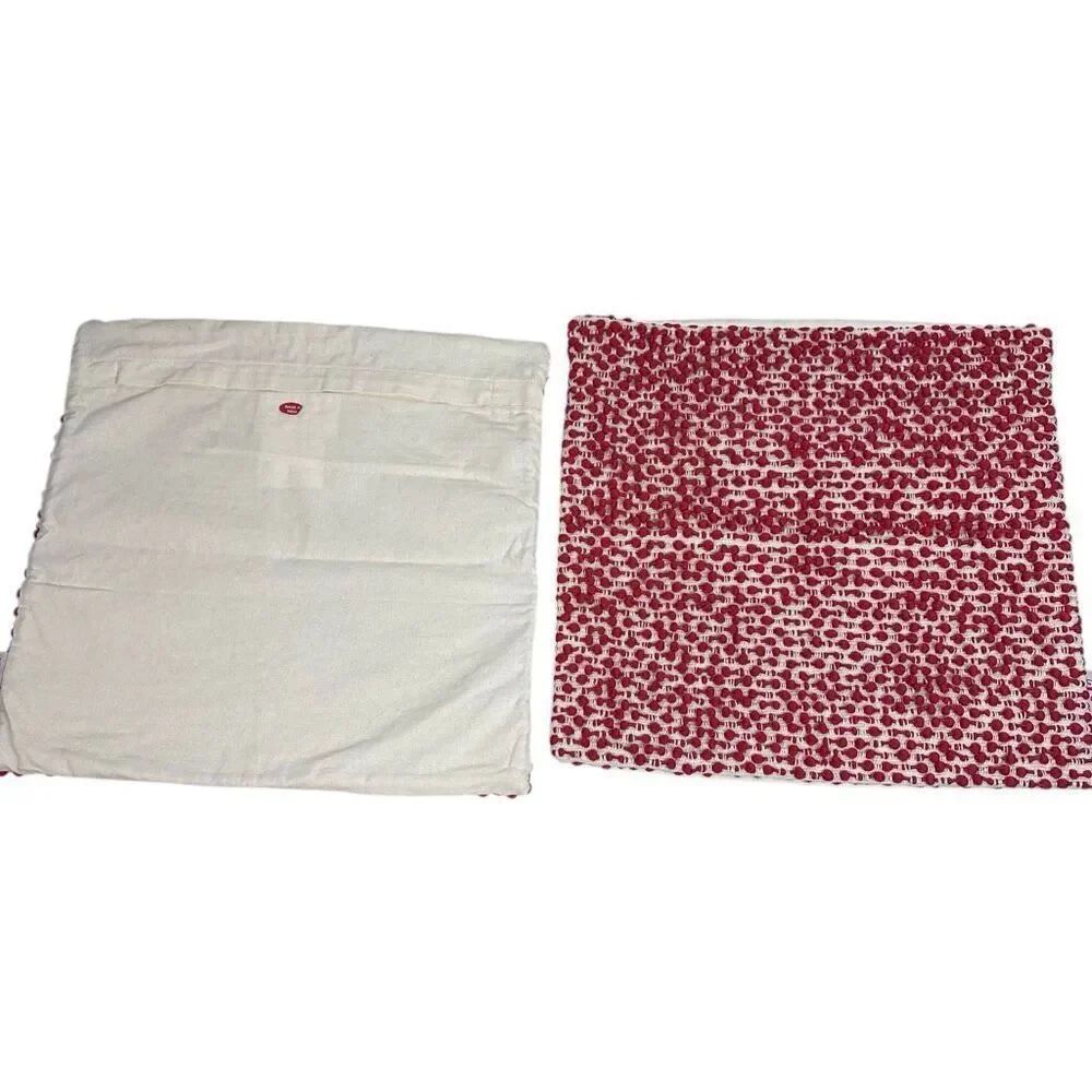 Le Pouf Textured Pillow Covers Red Cream No Pillow